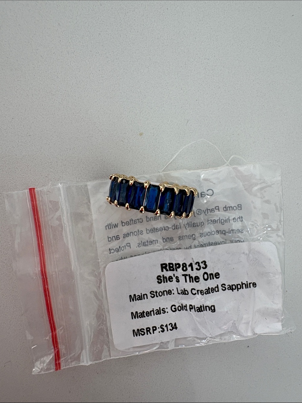 She’s The One Gold-Plated Ring with Deep Blue Sapphire Stones